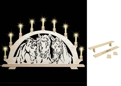 Original erzgebirgischer Schwibbogen / Lichterbogen mit Pferd - Portrait