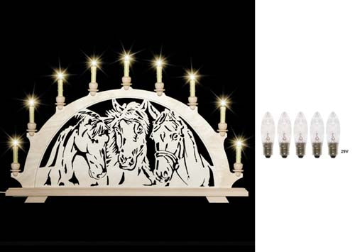 Original erzgebirgischer Schwibbogen / Lichterbogen mit Pferd - Portrait