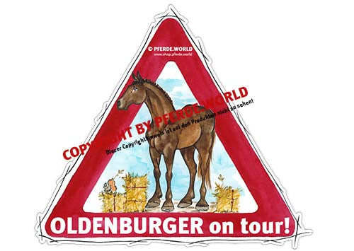 Aufkleber Oldenburger on Tour für Pferdeanhänger