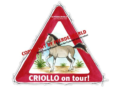 Aufkleber Criollo on Tour für Pferdeanhänger