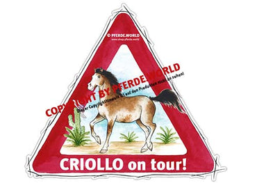 Aufkleber Criollo on Tour für Pferdeanhänger