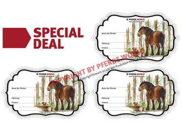 Aufkleber für Futterschüsseln - Noriker im Wald