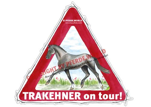 Aufkleber Trakehner on Tour für Pferdeanhänger