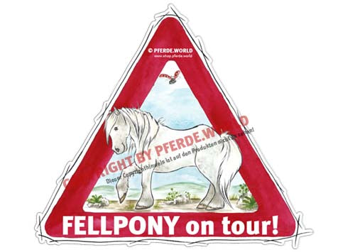 Aufkleber Fell Pony on Tour für Pferdeanhänger