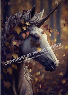 Einhorn mit Herbstlaub - Illustration