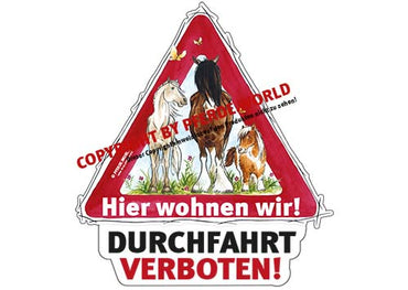 Hinweisschild Durchfahrt verboten! Motiv: Pferd