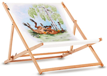 Doppel-Liegestuhl für 2 Personen mit lustigem Pferdemotiv bedruckt