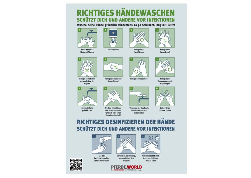 Richtiges Händewaschen und desinfizieren - Plakat & Hinweisschild