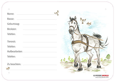 Boxenschild Kutschpferd 300 x 210 mm mit Tierarzt und Hufbearbeiter