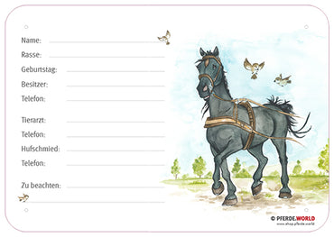 Boxenschild Kutschpferd 300 x 210 mm mit Tierarzt und Hufschmied