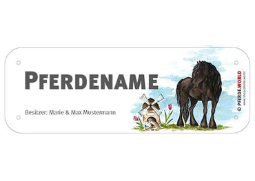 Boxenschild / Stalltafel Friese mit individuellem Namen 200 x 70 mm