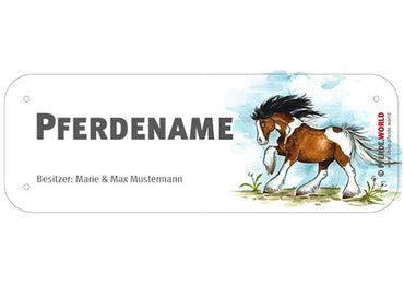 Boxenschild / Stalltafel Tinker mit individuellem Namen 200 x 70 mm