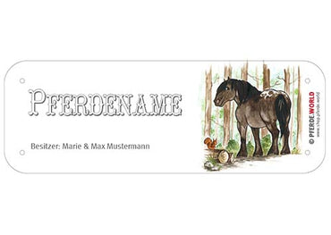 Boxenschild / Stalltafel Noriker mit individuellem Namen 200 x 70 mm
