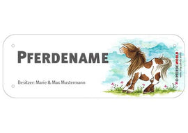 Boxenschild / Stalltafel Pony mit individuellem Namen 200 x 70 mm