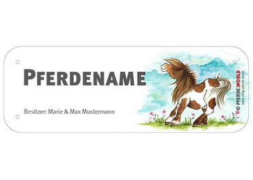 Boxenschild / Stalltafel Pony mit individuellem Namen 200 x 70 mm