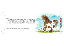 Boxenschild / Stalltafel Pony mit individuellem Namen 200 x 70 mm