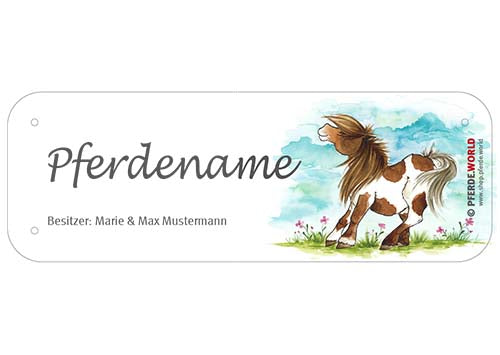 Boxenschild / Stalltafel für Ponys mit individuellem Namen – Pferde.world