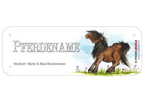 Boxenschild / Stalltafel Pony mit individuellem Namen 200 x 70 mm