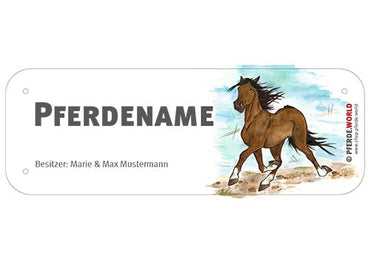 Boxenschild / Stalltafel Traber mit individuellem Namen 200 x 70 mm