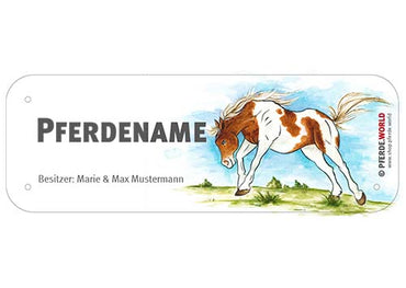 Boxenschild / Stalltafel Paint Horse (Painthorse) mit individuellem Namen 200 x 70 mm