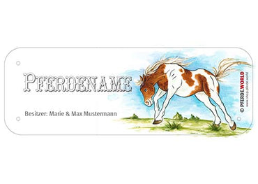 Boxenschild / Stalltafel Paint Horse (Painthorse) mit individuellem Namen 200 x 70 mm