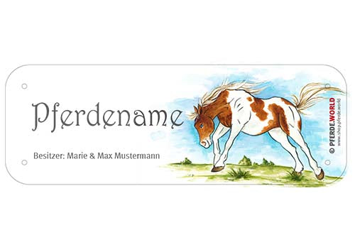 Boxenschild / Stalltafel Paint Horse (Painthorse) mit individuellem Namen 200 x 70 mm