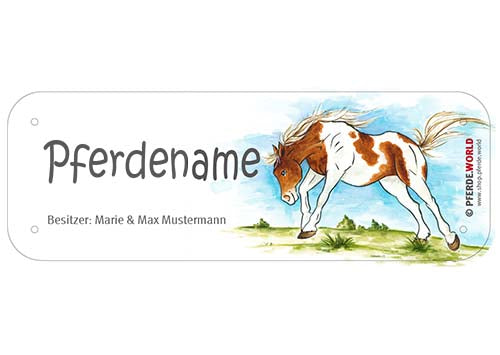 Boxenschild / Stalltafel Paint Horse (Painthorse) mit individuellem Namen 200 x 70 mm