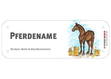 Boxenschild / Stalltafel Oldenburger mit individuellem Namen 200 x 70 mm