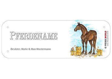 Boxenschild / Stalltafel Oldenburger mit individuellem Namen 200 x 70 mm