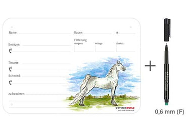 Boxenschild / Stalltafel Tennessee Walking Horse 300 x 210 mm ohne Abstammung mit Fütterung, Tierarzt und Schmied