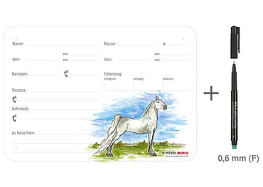 Boxenschild / Stalltafel Tennessee Walking Horse 300 x 210 mm ohne Abstammung mit Fütterung, Tierarzt und Schmied