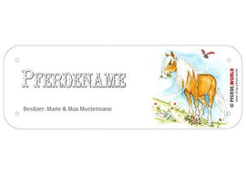 Boxenschild / Stalltafel Haflinger mit individuellem Namen 200 x 70 mm