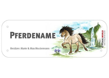 Boxenschild / Stalltafel Isländer mit individuellem Namen 200 x 70 mm