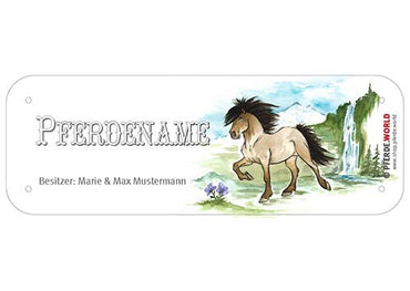 Boxenschild / Stalltafel Isländer mit individuellem Namen 200 x 70 mm