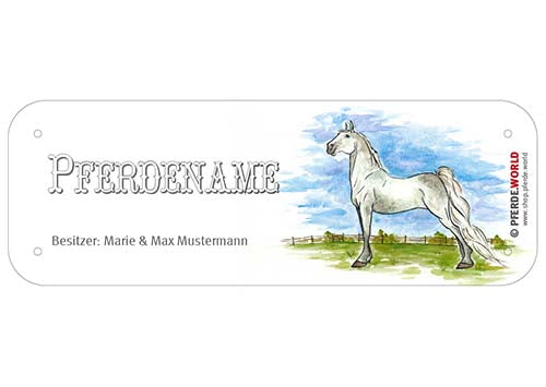 Boxenschild / Stalltafel Tennessee Walking Horse mit individuellem Namen 200 x 70 mm