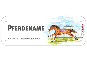 Boxenschild / Stalltafel Galopper mit individuellem Namen 200 x 70 mm