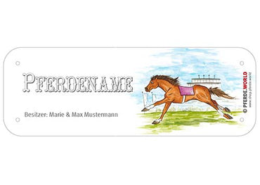 Boxenschild / Stalltafel Galopper mit individuellem Namen 200 x 70 mm