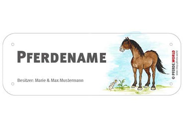 Boxenschild / Stalltafel Reitpony mit individuellem Namen 200 x 70 mm