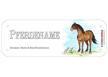 Boxenschild / Stalltafel Reitpony mit individuellem Namen 200 x 70 mm