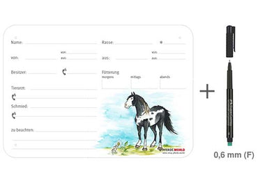 Boxenschild / Stalltafel Reitpony 300 x 210 mm mit Abstammung, Fütterung, Tierarzt und Schmied