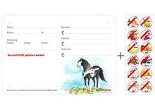 Laden Sie das Bild in den Galerie-Viewer, Boxenschild / Stalltafel mit Aufklebern für Fütterungsverbote Reitpony