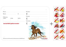 Laden Sie das Bild in den Galerie-Viewer, Boxenschild / Stalltafel mit Aufklebern für Fütterungsverbote Traber