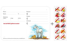 Laden Sie das Bild in den Galerie-Viewer, Boxenschild / Stalltafel mit Aufklebern für Fütterungsverbote Oldenburger