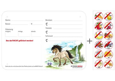Boxenschild / Stalltafel mit Aufklebern für Fütterungsverbote Isländer