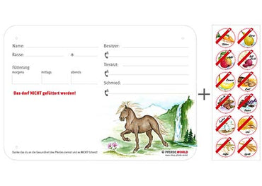 Boxenschild / Stalltafel mit Aufklebern für Fütterungsverbote Isländer