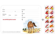 Laden Sie das Bild in den Galerie-Viewer, Boxenschild / Stalltafel mit Aufklebern für Fütterungsverbote Araber