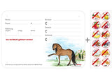 Boxenschild / Stalltafel mit Aufklebern für Fütterungsverbote Andalusier / PRE