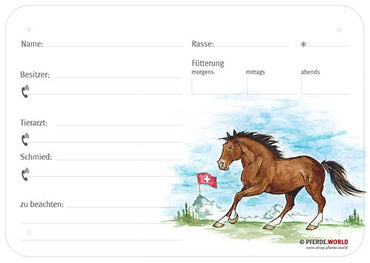 Boxenschild / Stalltafel Freiberger 300 x 210 mm ohne Abstammung - Schweiz