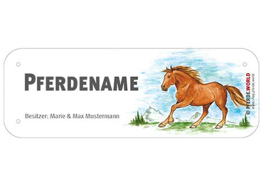 Boxenschild / Stalltafel Freiberger mit individuellem Namen 200 x 70 mm