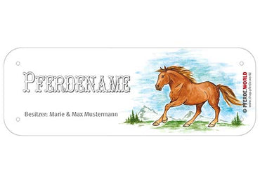 Boxenschild / Stalltafel Freiberger mit individuellem Namen 200 x 70 mm